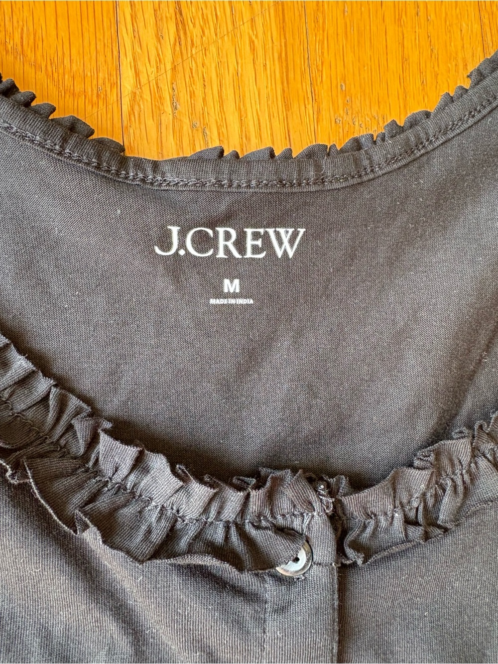 J.Crew Black Ruffle-Trim Button Front Tank - Picture 3 of 4